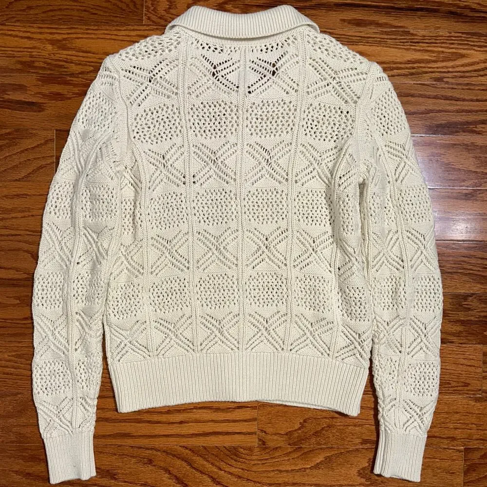 Rachel Zoe Cream Cotton Blend Knit Button Front Sweater Size Small - Picture 9 of 12